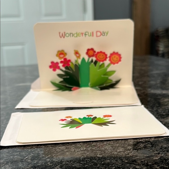 Colorful Pop-Up Greeting Card Wonderful Day Floral PopUp NWT Set of 2 w/envelop - Picture 1 of 5